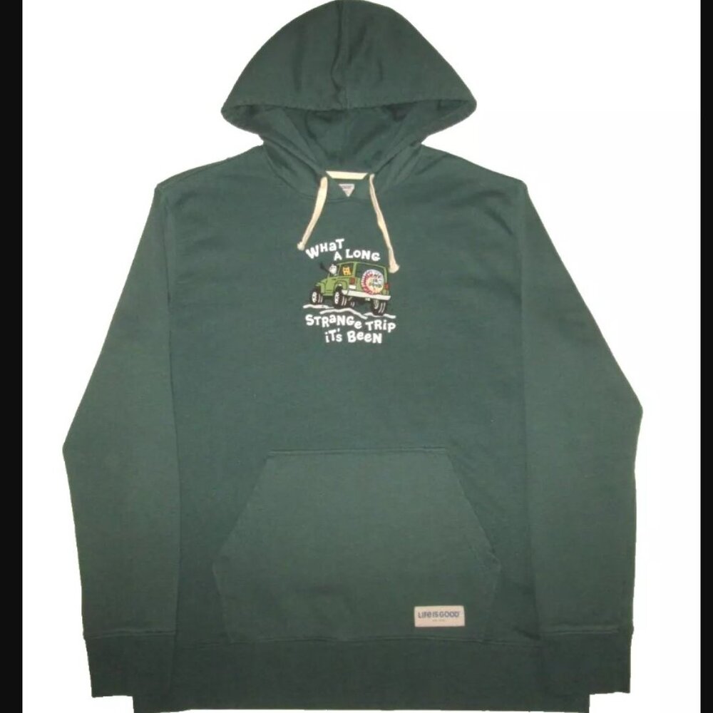 Life is Good Long Strange Trip Jeep Hoodie Men's L